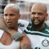 Deyverson e Felipe Melo quando atuavam pelo Palmeiras
