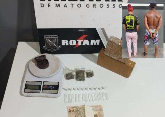 Rotam prende casal em flagrante comercializando cocaína e skank
