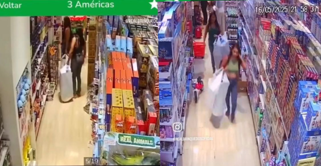 câmeras mostram ação coordenada de furto no Shopping 3 Américas