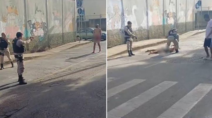 Imagens mostram homem andando pelado no bairro Betânia, em BH, após matar o pai