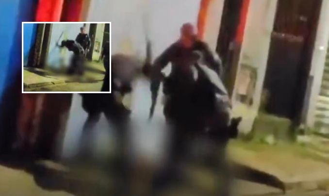PMS chutam e golpeiam com cassetete homem caído durante abordagem