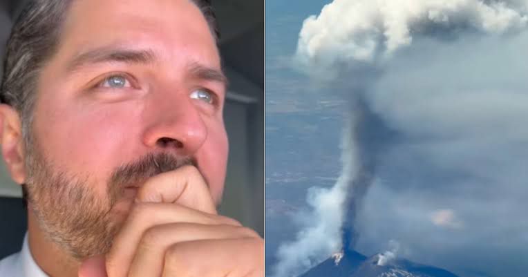Piloto brasileiro registra erupção do vulcão Etna direto de cabine do avião