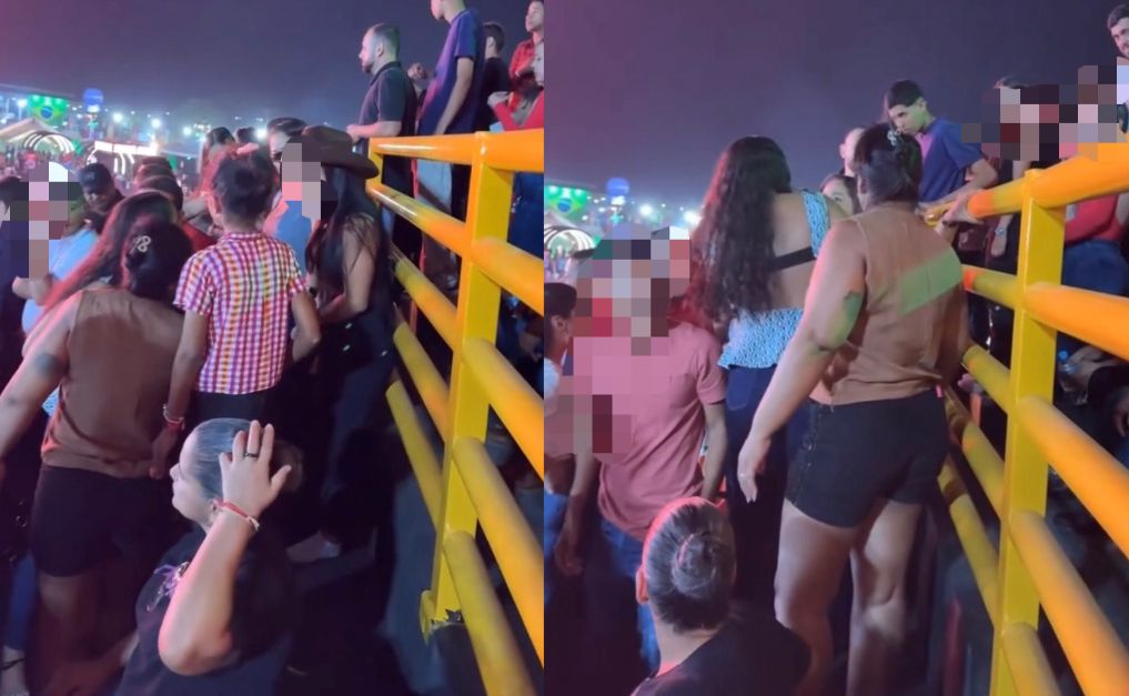 vídeo mostra mulher tentando agredir jovem em arquibancada lotada
