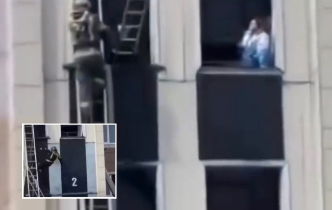 Bombeiro despenca do 3º andar de prédio em treinamento e cena choca web