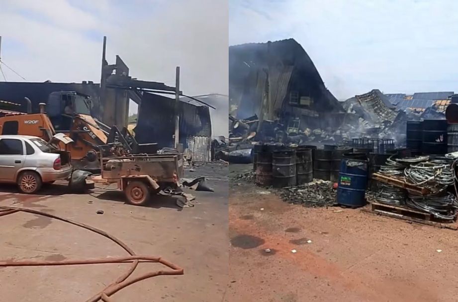 Chamas em Empresa de Reciclagem em Cuiabá