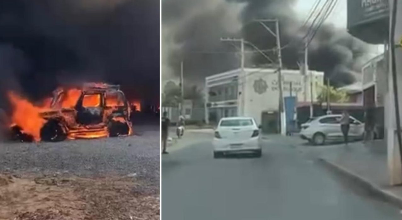 Incêndio de grandes proporções destrói veículos em oficina de VG; VEJA VÍDEO