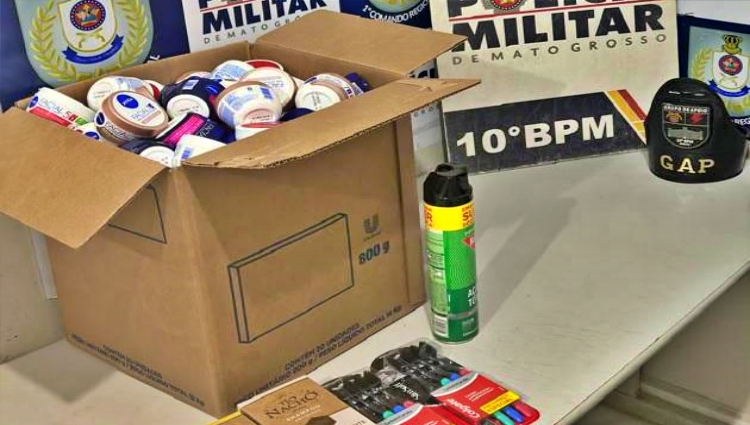 Homem furta R$ 4.300 em produtos e PM o prende em flagrante em Cuiabá