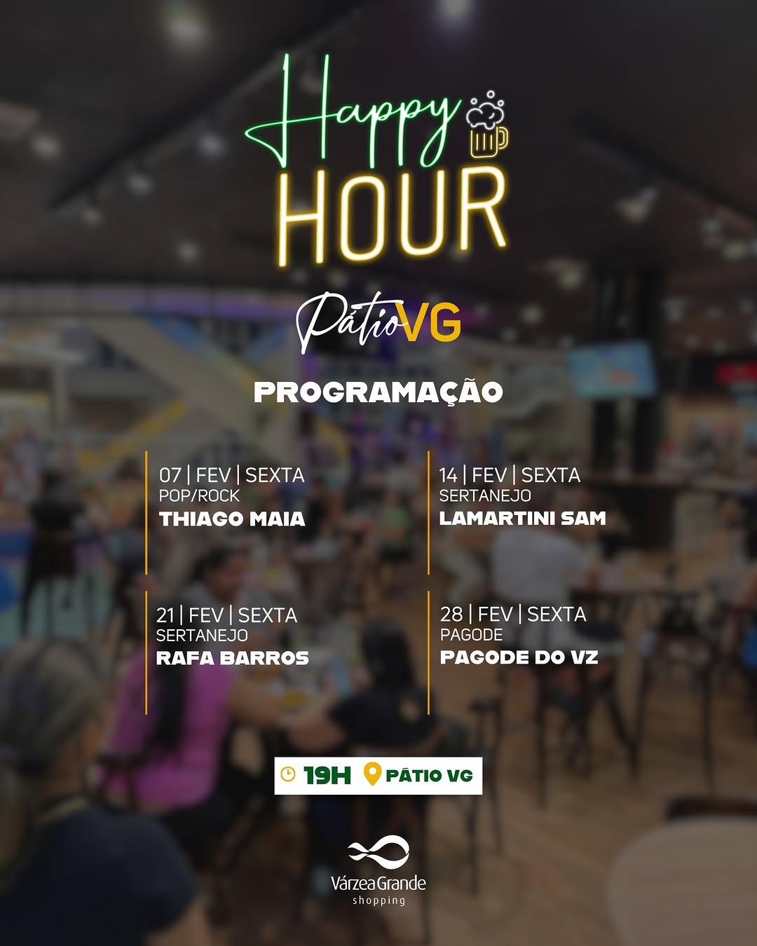 Fevereiro repleto de música, diversão e chopp gelado no Pátio VG; CONFIRA A PROGRAMAÇÃO