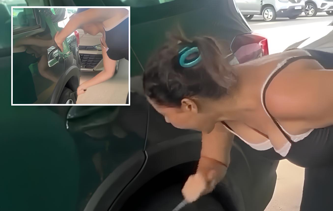 Influenciadora rasga pneu com faca após locadora não pagar pneu comprado