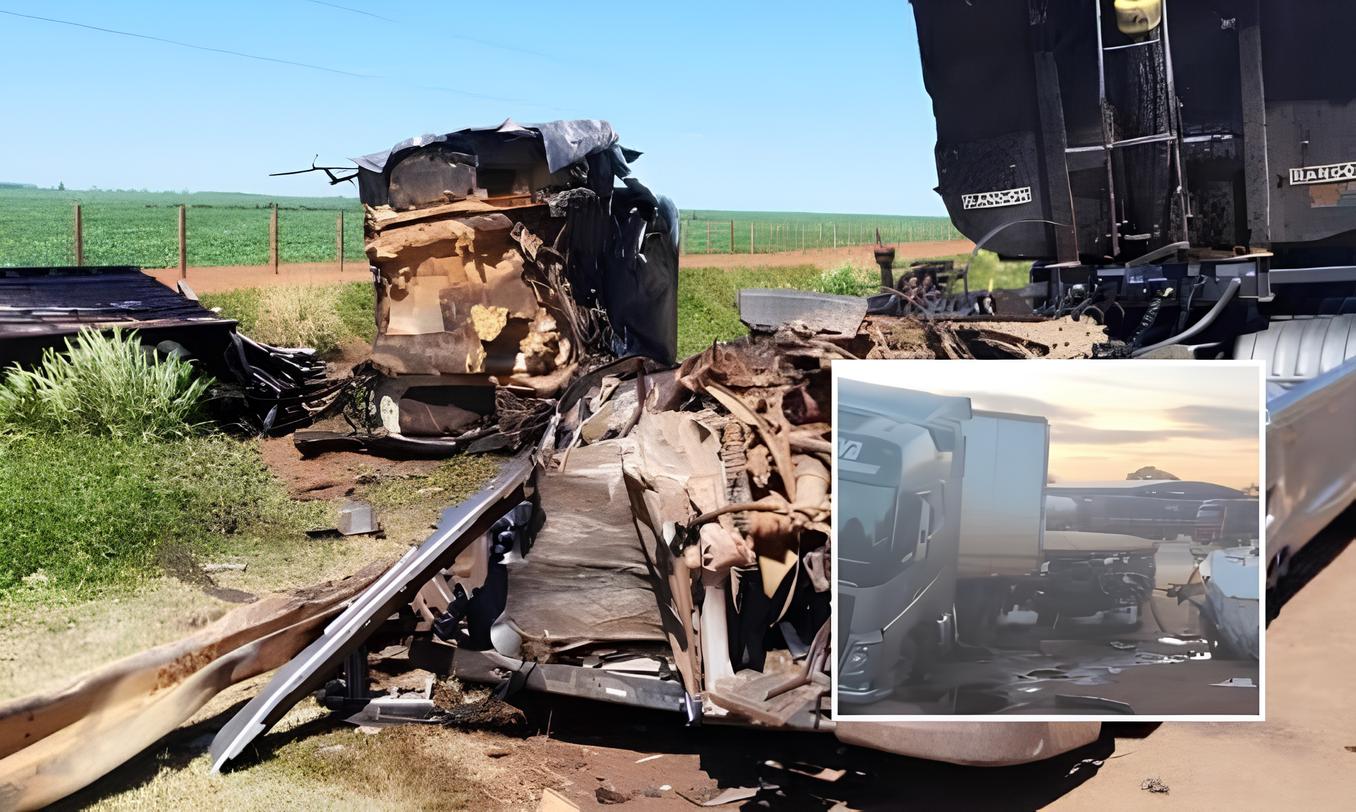 Acidente grave na BR-163 próximo a Jangada (MT) destrói cabine de caminhão