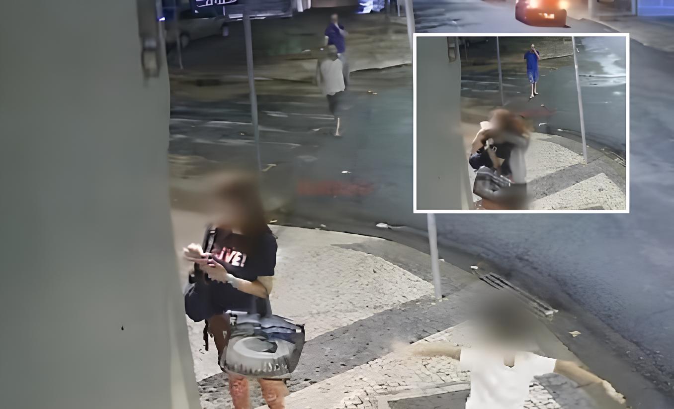 Ladrões dão mata-leão em mulher com criança para roubar celular