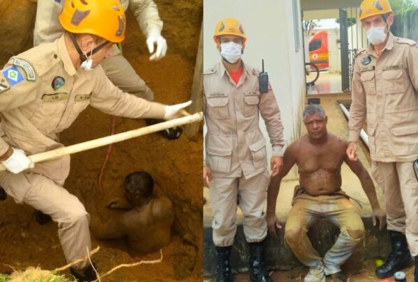 Homem fica soterrado enquanto cavava fossa em residência