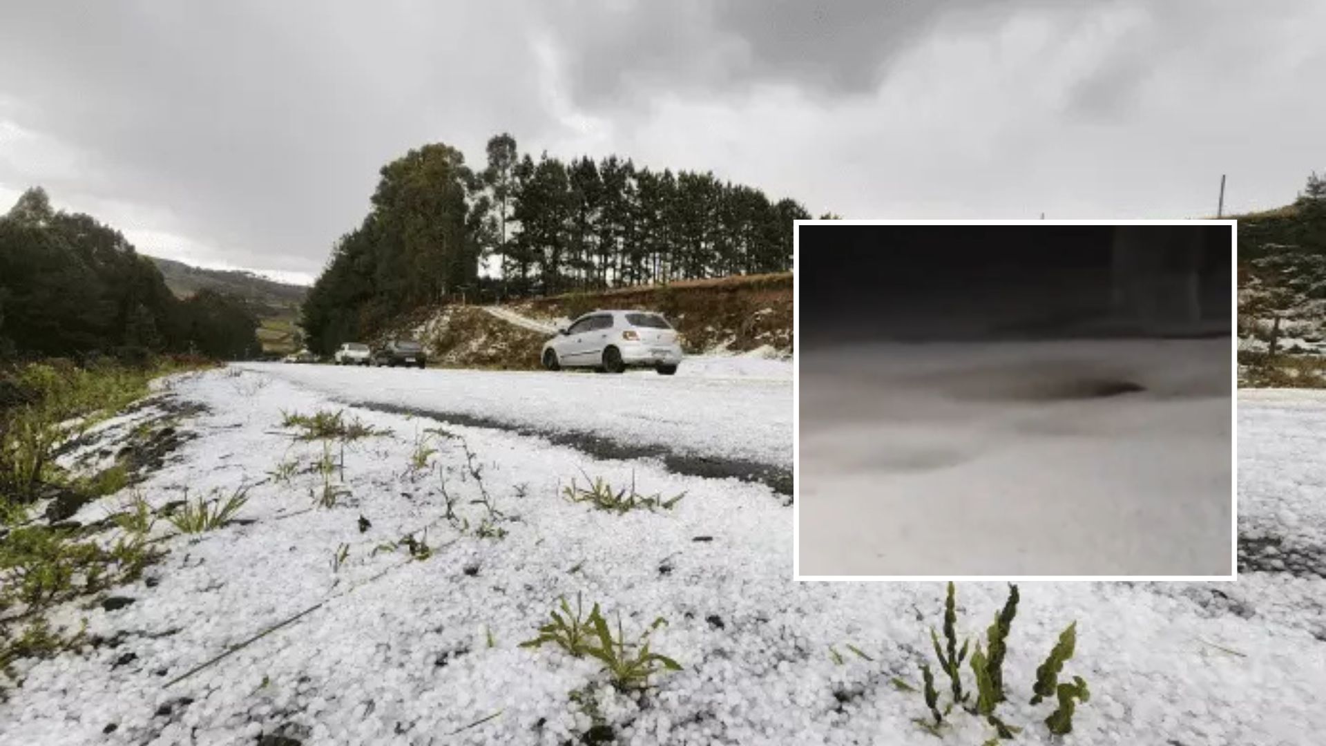 Neve no Brasil? Forte chuva de granizo transforma ruas em verdadeiros tapetes de gelo; veja vídeo