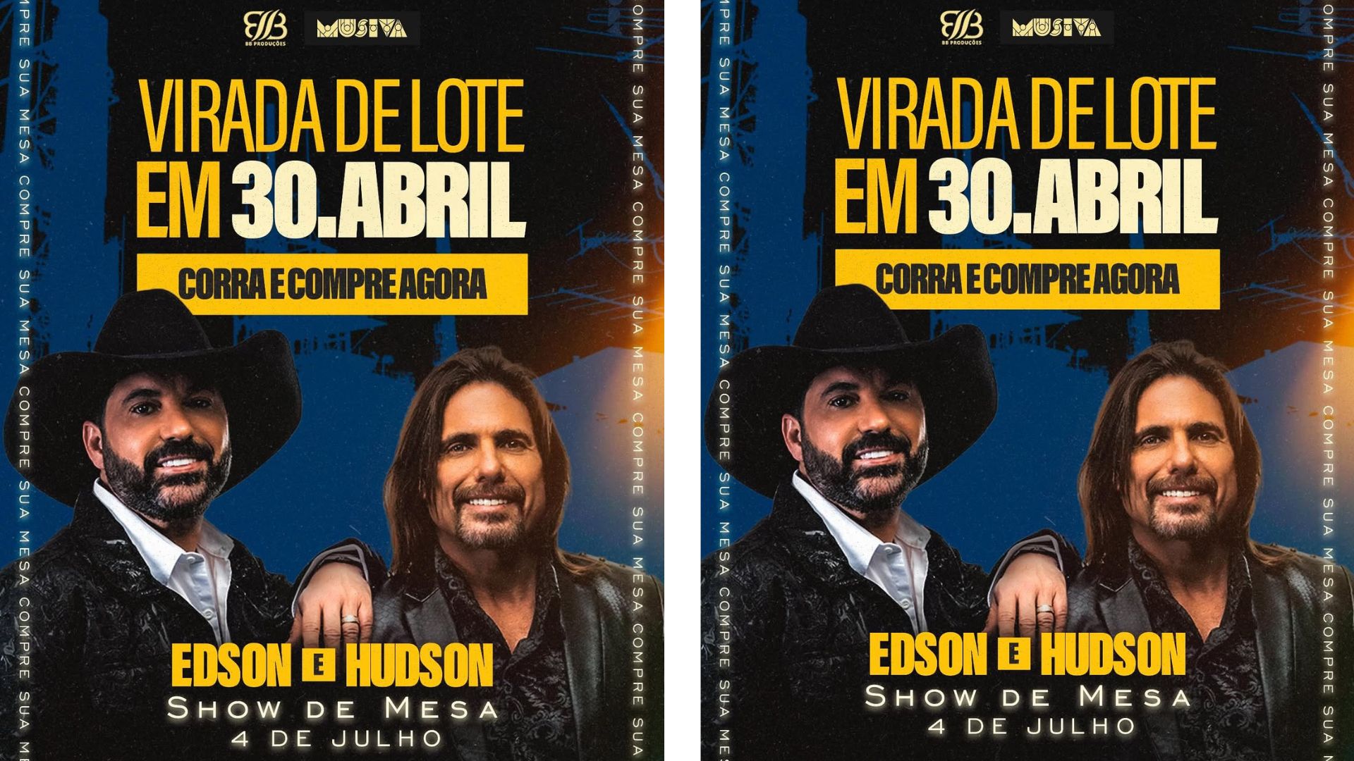 Edson & Hudson promete noite ser histórica Cuiabá e Musiva anuncia virada de lote dia 30 de abril