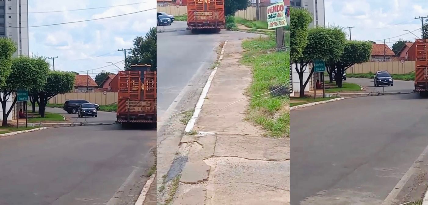Poste desaba no meio da rua e deixa bairro inteiro sem luz