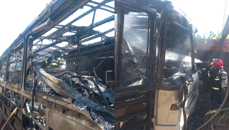 Solda mal planejada causa incêndio em ônibus e mobiliza bombeiros