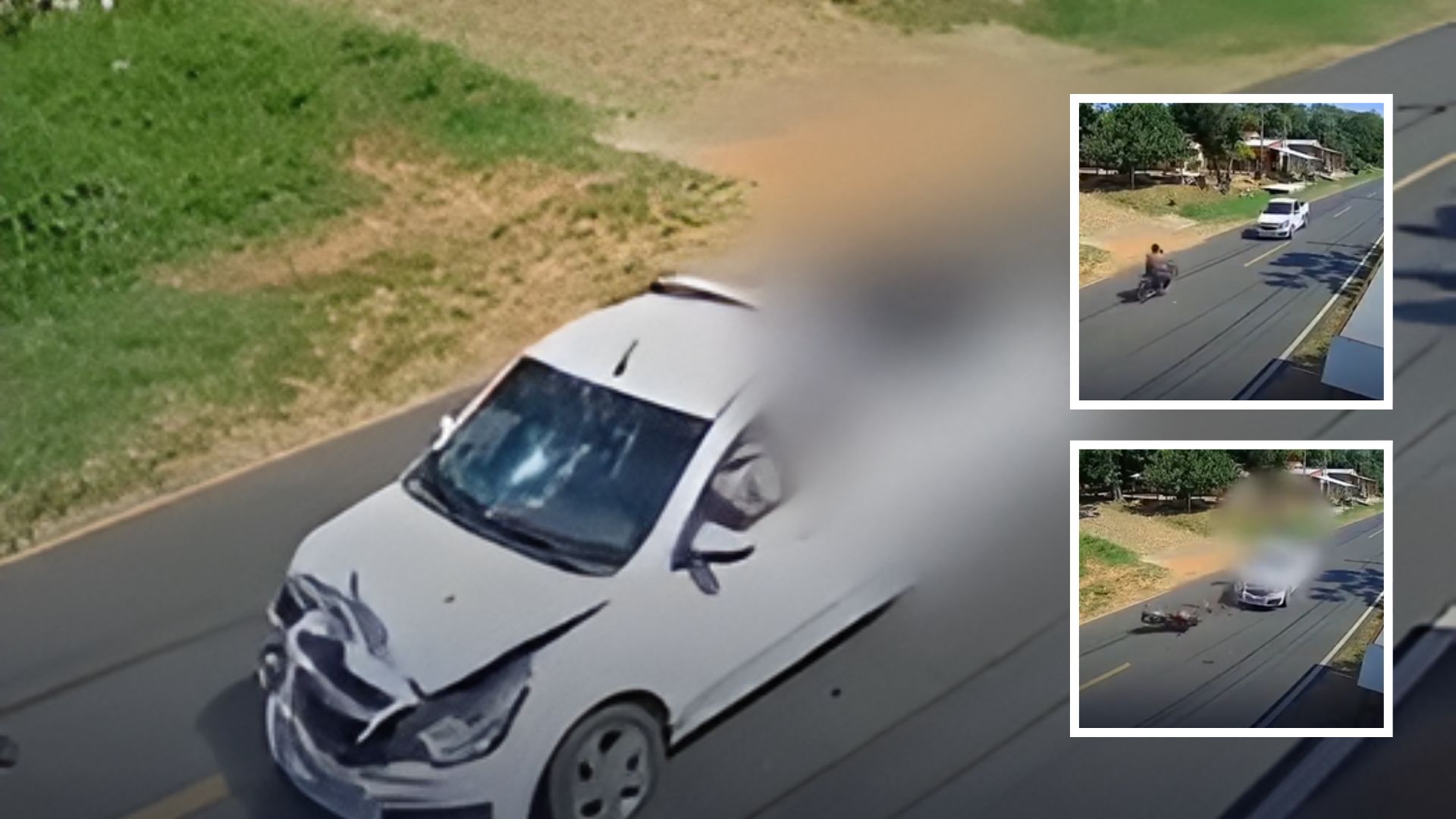 Motociclista invade contramão, bate em caminhonete e é lançado direto para a caçamba; veja vídeo