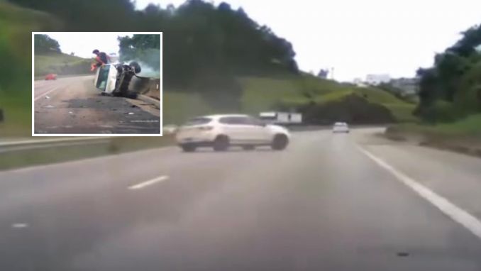 Motorista escapa da morte por “milagre” após capotar carro em rodovia