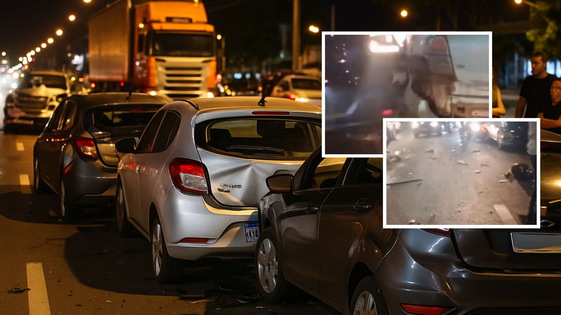 Acidente na BR-163 engaveta sete carros e deixa peças espalhadas pela via; veja vídeo