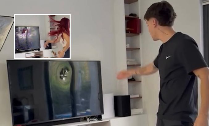 Mulher se revolta com marido jogando videogame e destrói tv da sala