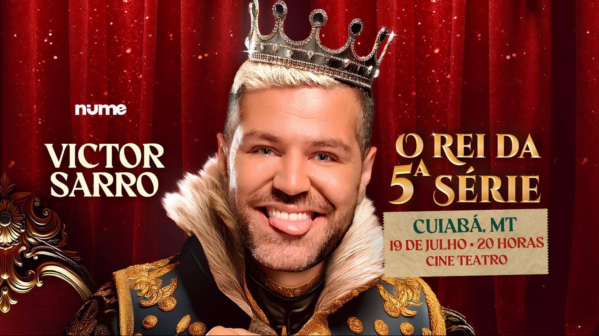 Victor Sarro promete arrancar gargalhadas em Cuiabá com show “O Rei da 5ª Série”; veja vídeo