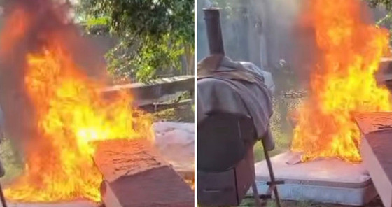 Vídeo mostra mulher ateando fogo em pesqueiro após descobrir traição