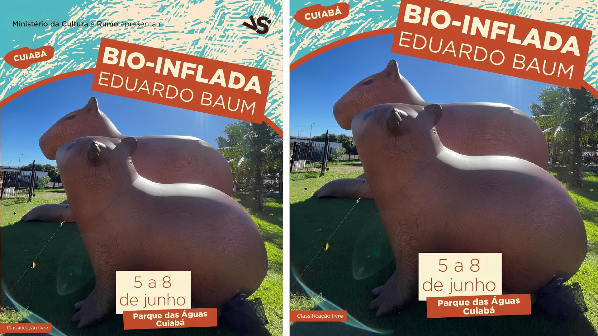 Virada Sustentável traz capivaras gigantes para Parque das Águas em Cuiabá; veja vídeo