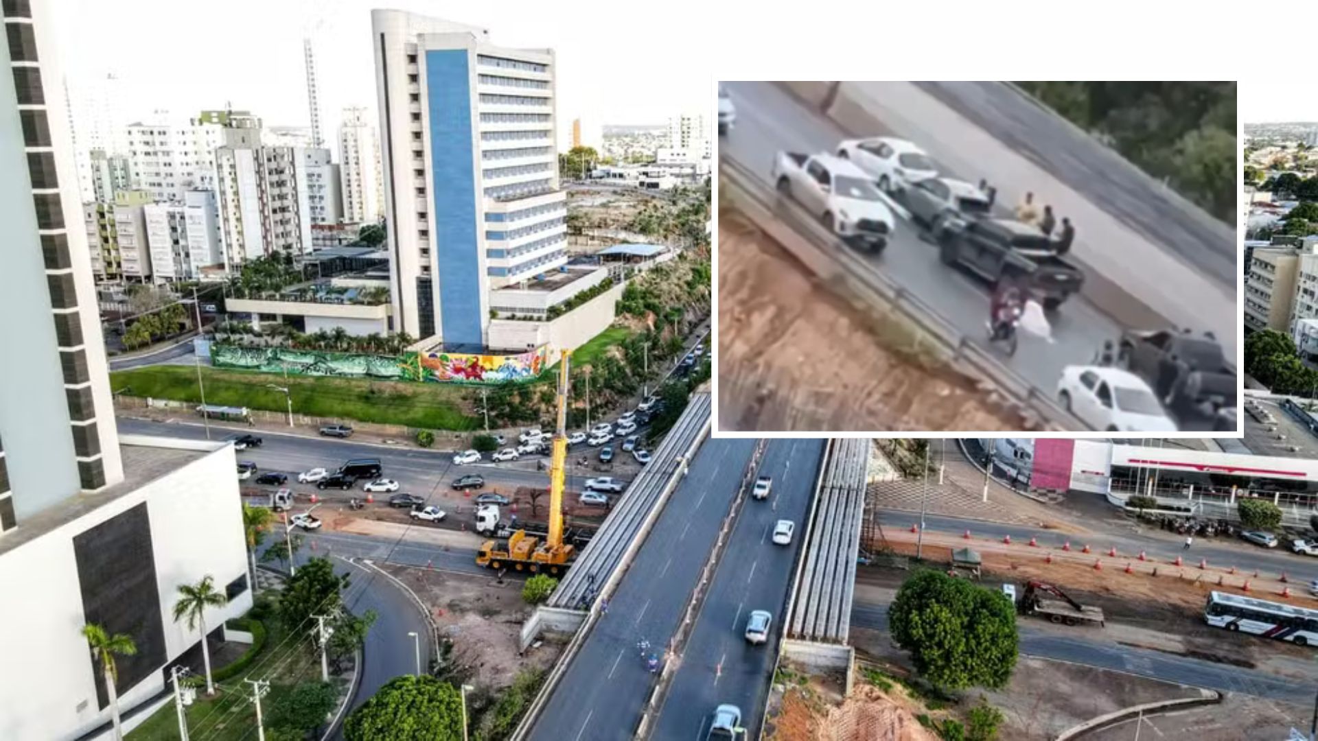 Engavetamento entre três veículos trava trânsito próximo ao viaduto da CPA em Cuiabá