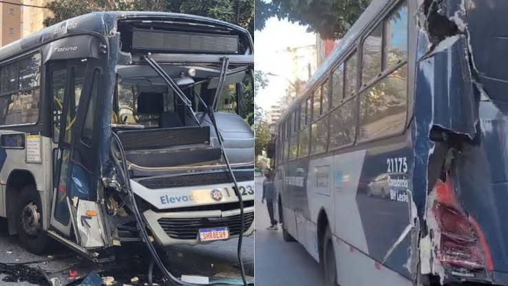 Acidente entre dois ônibus deixa feridos em avenida movimentada, imagens circulam na web