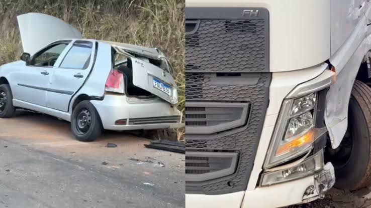 Acidente entre carro e carreta deixa 4 feridos na BR-352 na volta do feriado