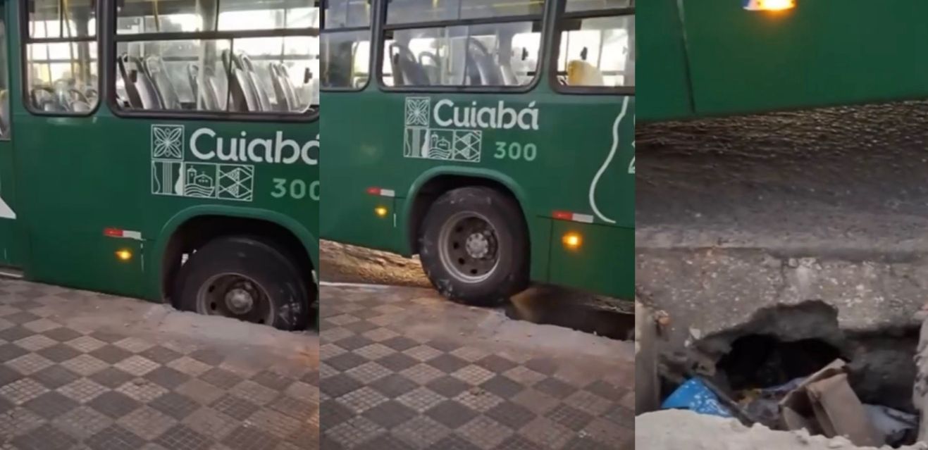Ônibus Cai em Buraco e Deixa Passageiros em Pânico