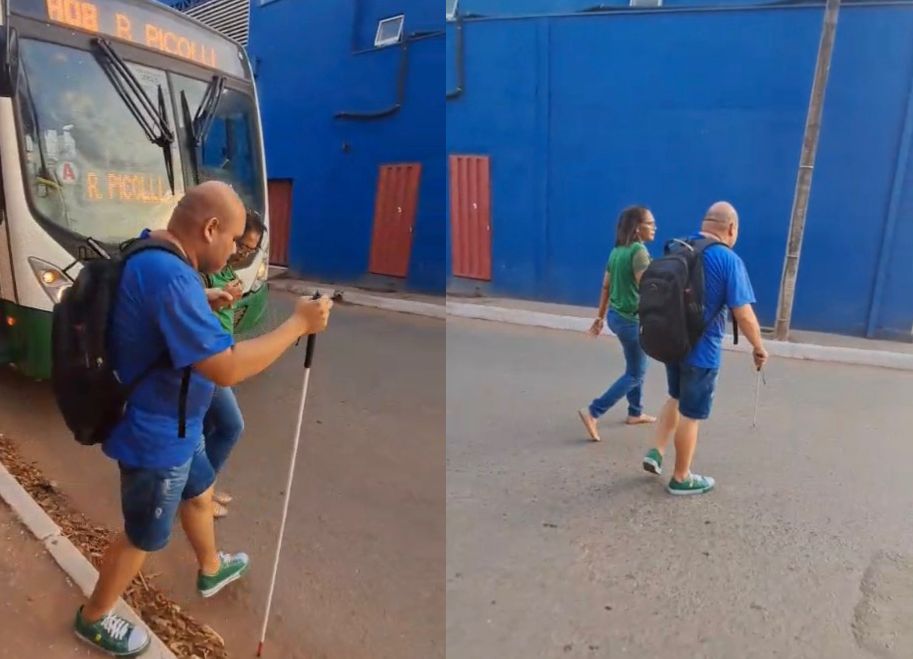 Motorista Aplaudida por Ajudar Deficiente Visual