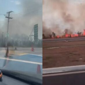 Fogo em Vegetação na Estrada de Chapada