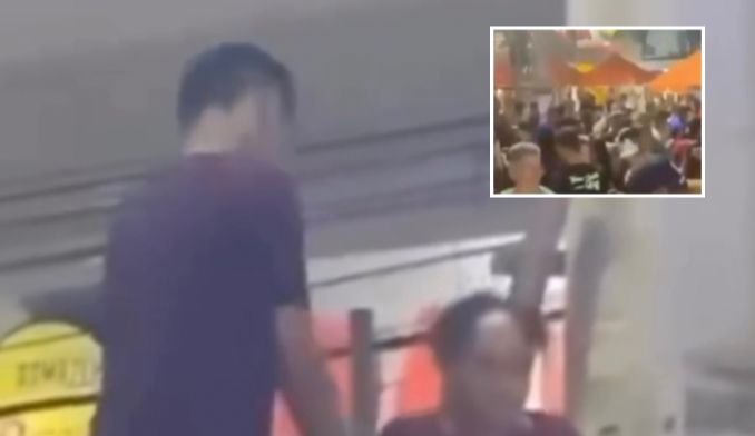 Dupla improvisa camarote e curte festa em cima de andaime