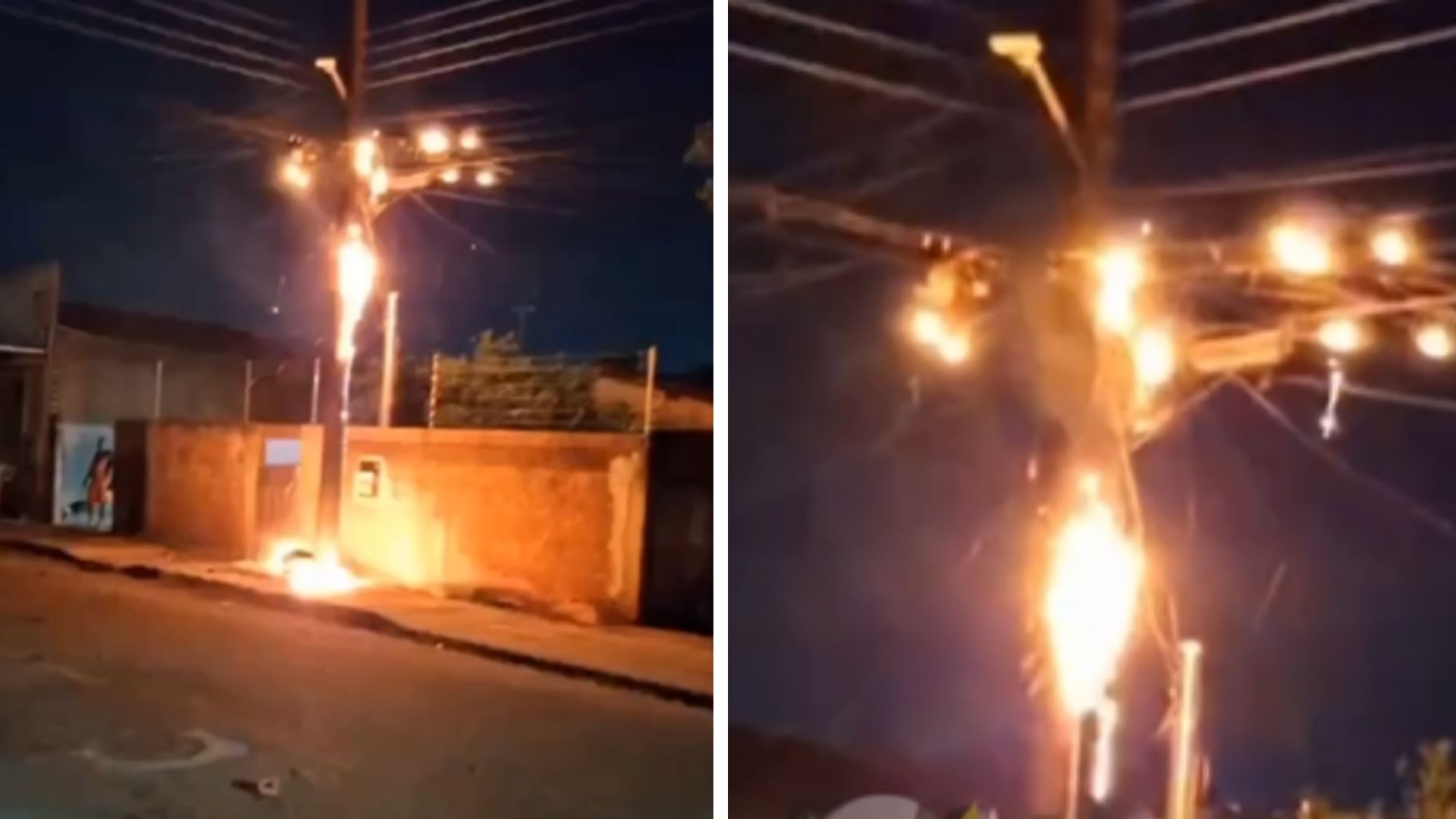 Curto-Circuito provoca incêndio elétrico e interrompe energia em Cáceres; veja vídeo