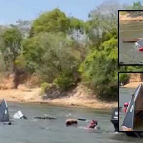Barco de pesca é destruído em acidente no Rio das Mortes em Xavantina e casal escapa ileso; veja vídeo