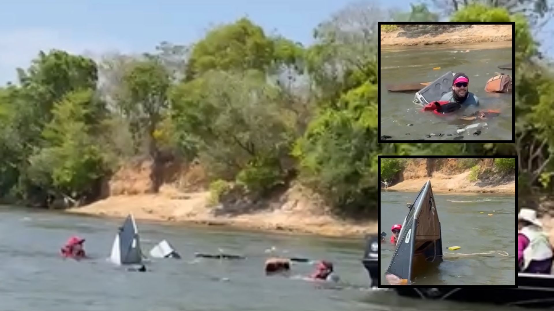 Barco de pesca é destruído em acidente no Rio das Mortes em Xavantina e casal escapa ileso; veja vídeo
