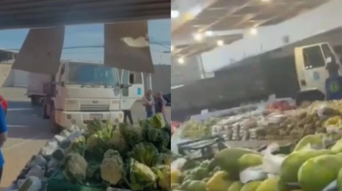 Motorista bêbado invade sacolão com caminhão após briga