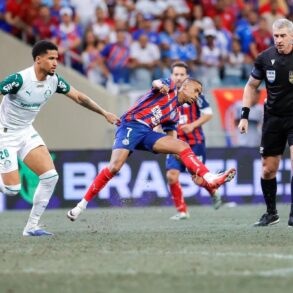 Arbitragem relata má qualidade do gramado da Arena Fonte Nova após vitória do Bahia sobre o Palmeiras