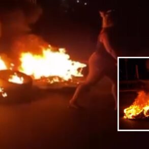 Moradores voltam a bloqueiar o Contorno Leste com pneus em chamas em Cuiabá; veja vídeo