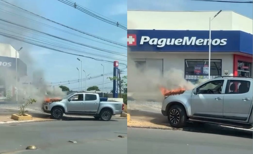 Caminhonete Pega Fogo em Plena Rua de Cuiabá