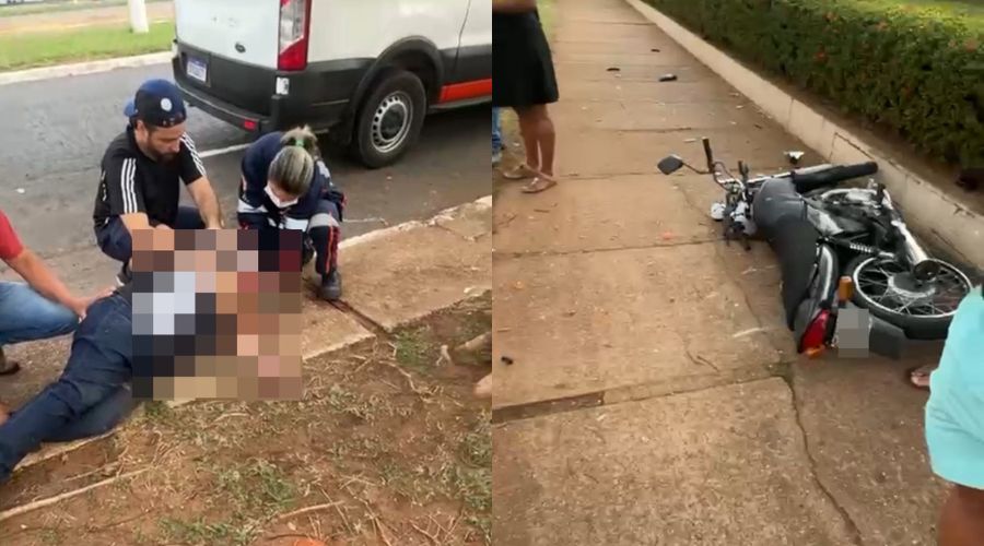 Motociclista é socorrido após acidente