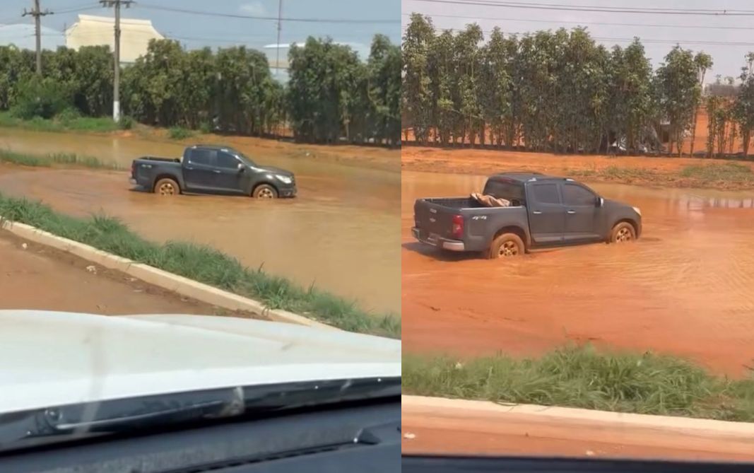 Caminhonete Atolada em Lama em Rodovia de Campo Verde