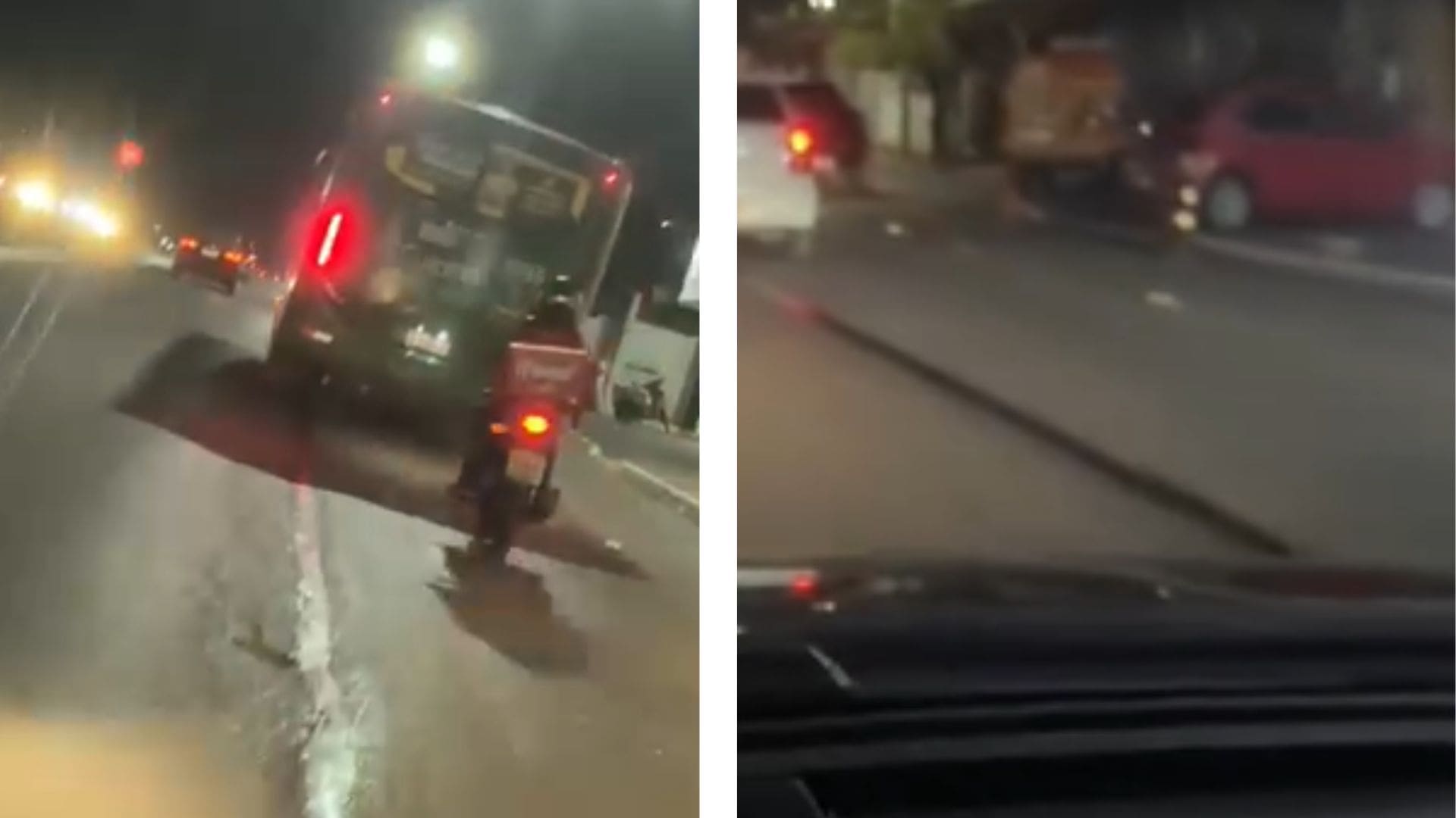 Motorista registra ônibus vazamento de óleo na Avenida das Torres; veja vídeo