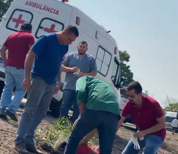 Motociclista sofre acidente na BR-174 entre Cáceres e Caramujo