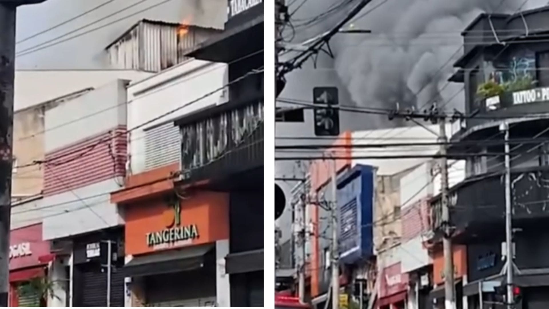 Chamas tomam conta de prédio comercial e mobiliza equipes de emergência; veja vídeo
