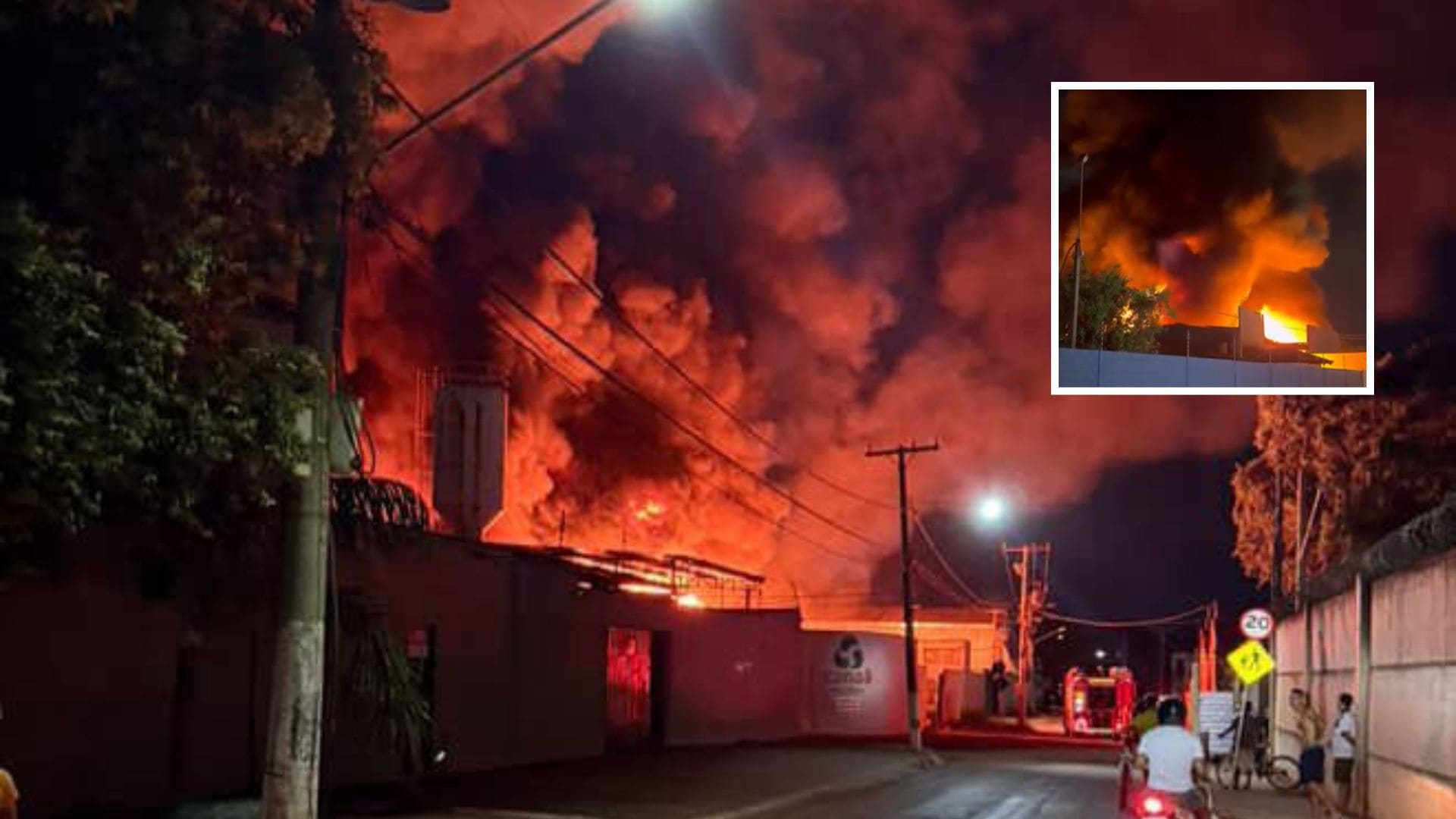 Incêndio de grandes proporções atinge empresa de recicláveis em Várzea Grande