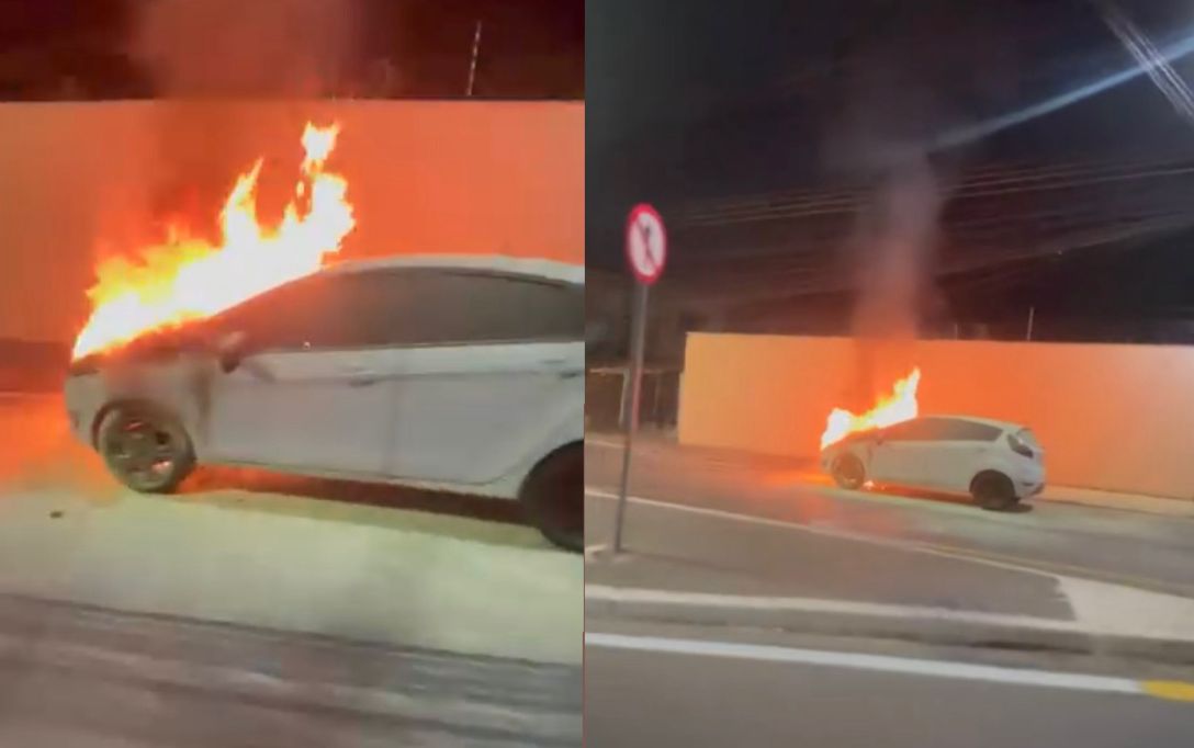 Veículo Explode em Chamas no Centro de Várzea Grande