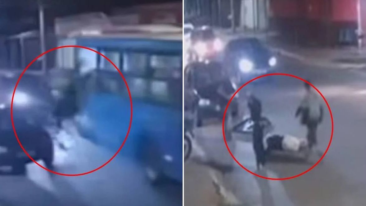 Jovens brincam com alavanca de emergência