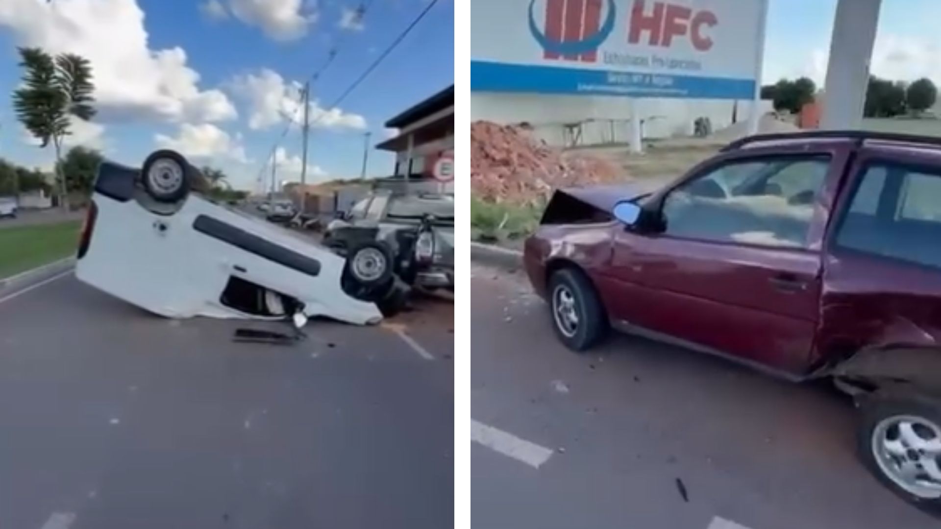 Motorista perde controle e capota Fiorino após atingir dois veículos em Sinop; veja vídeo